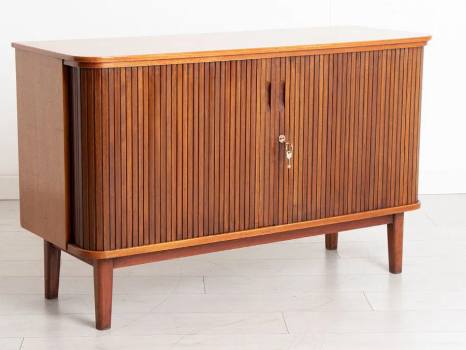 Swedish Mid-century Tambour Door Cabinet c.1960s